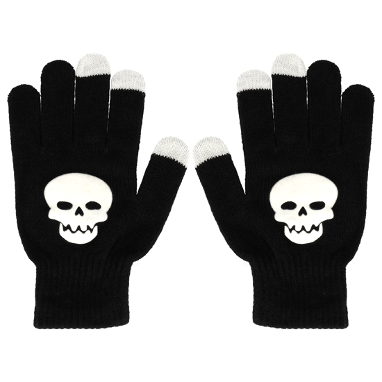 Γάντια / Gloves for touch screens BLACK WITH SKULL 