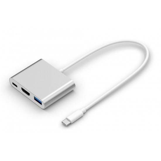 POWERTECH Converter USB 3.0 Type-C σε USB 3, Type C & HDMI, Silver