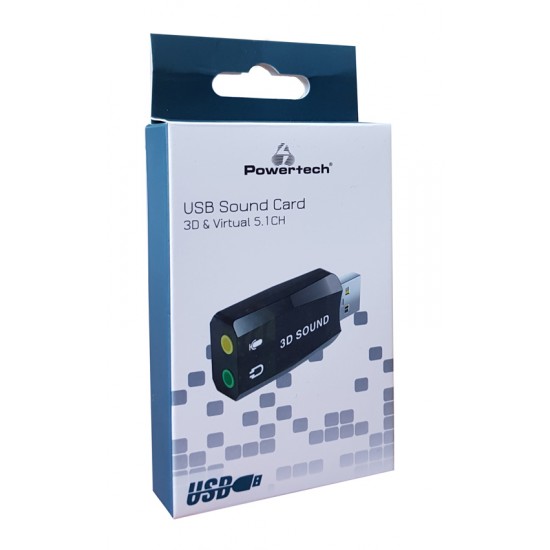 POWERTECH USB Κάρτα ήχου 5.1CH, με έξοδο μικρόφωνου και ακουστικ&o
