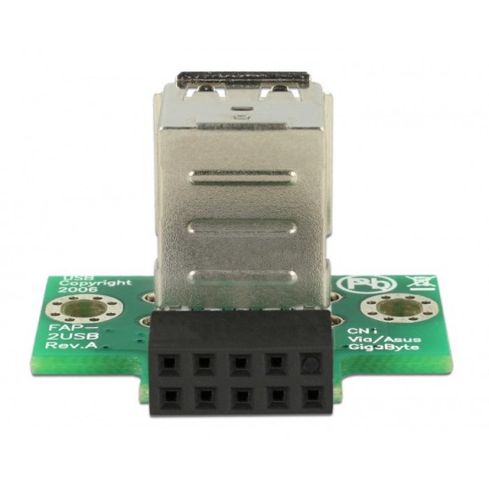 DELOCK Αντάπτορας USB 2.0 9 pin header(F) σε 2x USB 2.0A (F), 2.54 mm