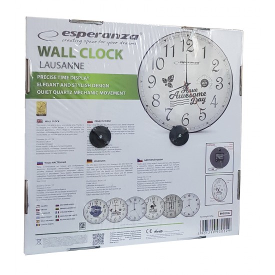 ESPERANZA ρολόι τοίχου Lausanne EHC018L, λευκό