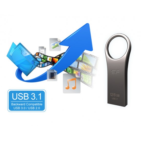 SILICON POWER USB Flash Drive Jewel 80, 64GB, USB 3.0, Titanium