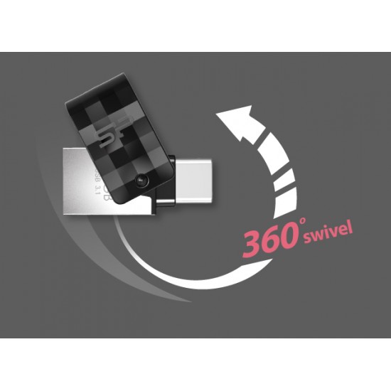 SILICON POWER Dual USB Flash Drive C31, USB 3.1 & Type C, 64GB, μαύρο