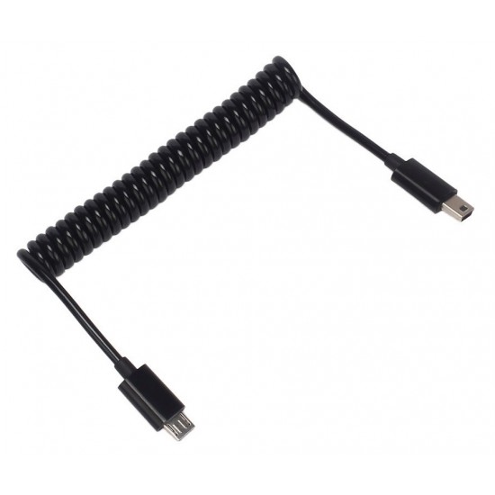 POWERTECH Καλώδιο Micro USB σε USB Mini, σπιράλ, 1m, μαύρο