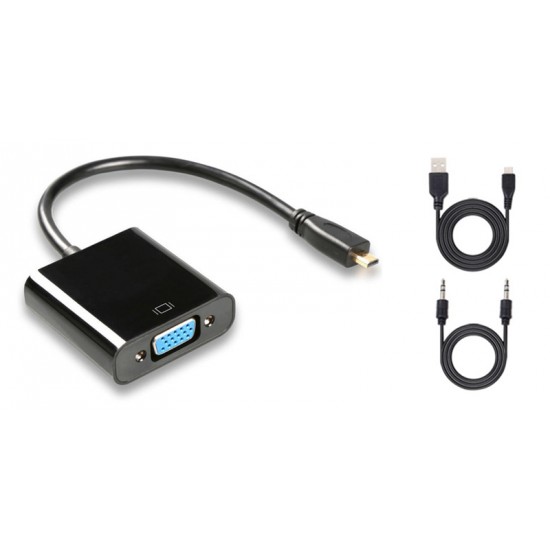 POWERTECH converter micro HDMI (M) σε VGA (F) PTH-027 με Audio, μαύρο