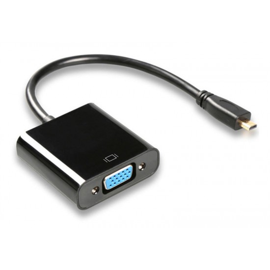 POWERTECH converter micro HDMI (M) σε VGA (F) PTH-027 με Audio, μαύρο