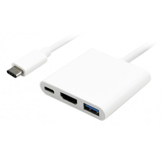 POWERTECH converter Type-C σε HDMI + Type-C + USB 3.0 PTH-038, 4K, λευκό