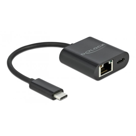 DELOCK converter USB Type-C σε ethernet RJ45 66644, 1000Mbps, μαύρο