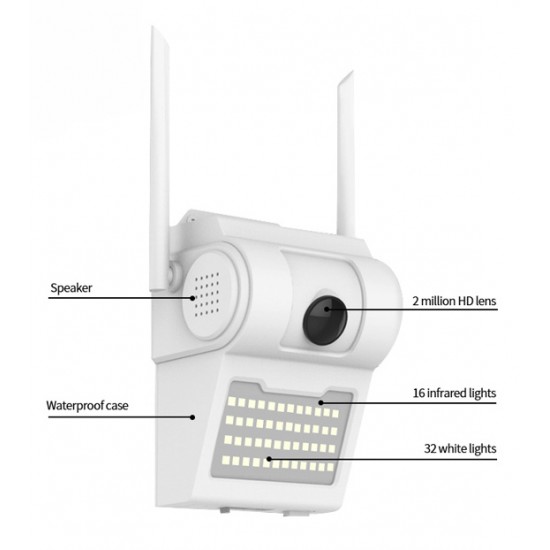 INNOTRONIK IP Δικτυακή κάμερα ICS-R6H με LED προβολέα, 5MP, Wi-Fi, λευκή