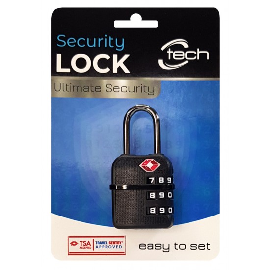 CTECH λουκέτο ασφαλείας συνδυασμού CTL-0007, 28mm, TSA, μεταλλικό, μαύρο