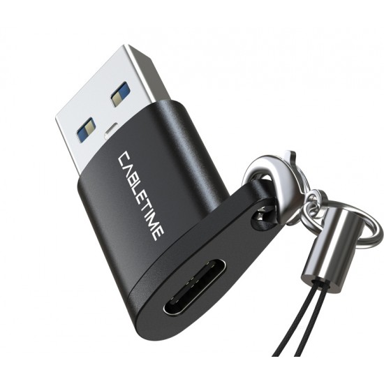 CABLETIME αντάπτορας OTG USB-A σε USB-C AMCF, 3.0, 2.1A, 0.1m, μαύρος