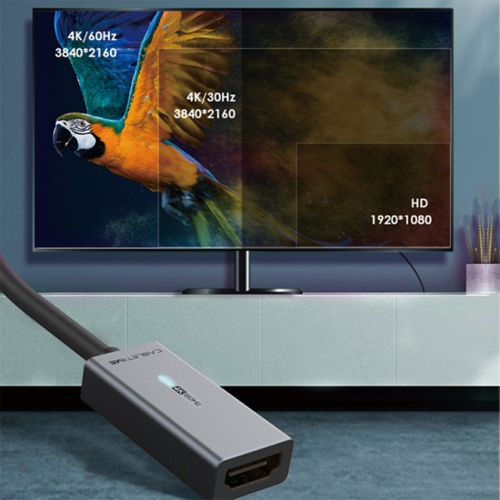 CABLETIME αντάπτορας Displayport σε HDMI AV589, LED Ring, 0.15m, μαύρος