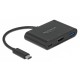 DELOCK αντάπτορας USB-C σε HDMI+USB+USB-C PD 2.0 64091, 4K, 15cm, μαύρος