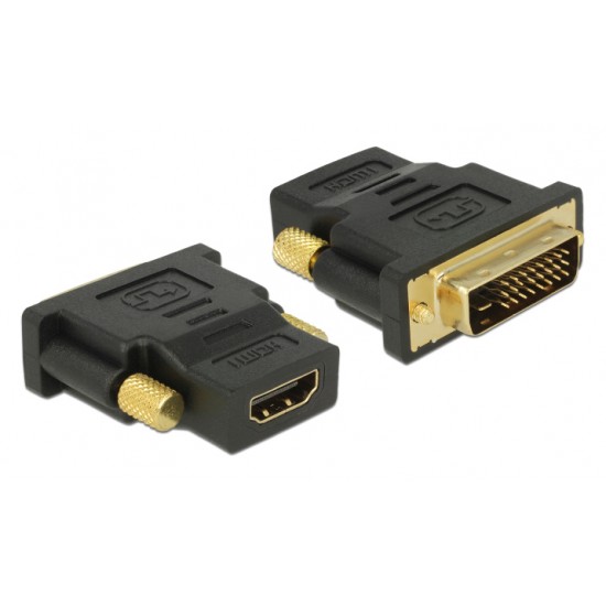 DELOCK αντάπτορας DVI 24+1 σε HDMI 65466, 4K, gold-plated, μαύρος
