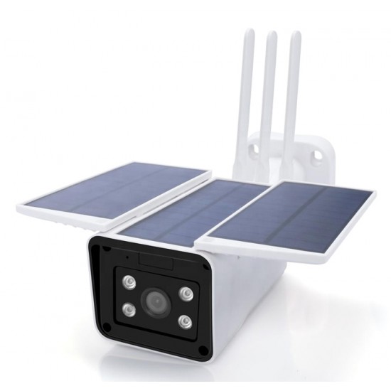 SECTEC Ασύρματη ηλιακή κάμερα ST-S200-TY, 2MP, WiFi, PIR, λευκή