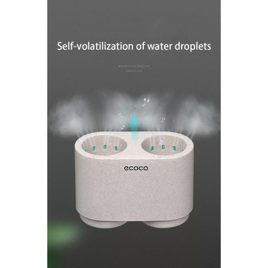ECOCO θήκη οδοντόβουρτσας με 2 ποτήρια E1902, μπεζ