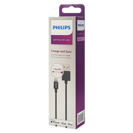 PHILIPS καλώδιο USB σε Lightning  DLC3104V-00, 1.2m, μαύρο