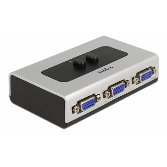 DELOCK VGA switch 87758, 2 ports, bidirectional, Full HD, ασημί