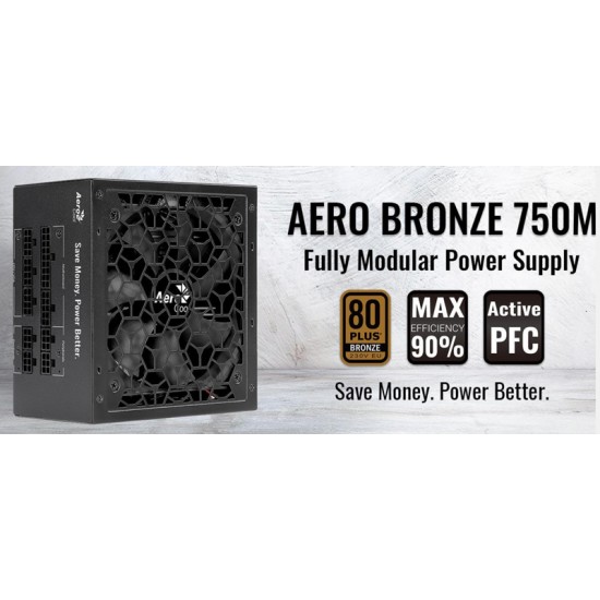 AEROCOOL τροφοδοτικό Aero 750M, Active PFC, 80 Plus Bronze