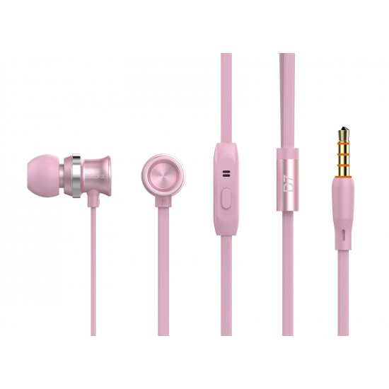 CELEBRAT Earphones με μικρόφωνο D7, on/off, 10mm, 1.2m, ροζ χρυσό