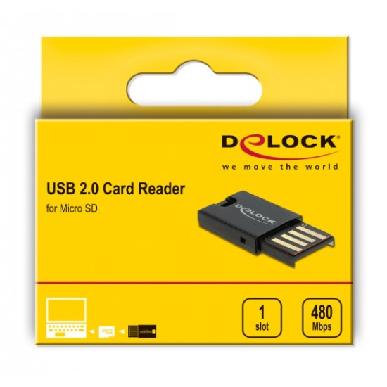 DELOCK card reader USB 2.0 91603 για κάρτες μνήμης micro SD, μαύρο
