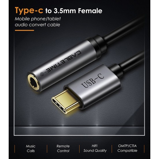 CABLETIME καλώδιο USB Type-C σε 3.5mm C160, Digital Version, 0.1m, μαύρο
