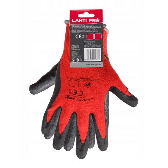 LAHTI PRO αντιολισθητικά γάντια εργασίας L2212, 11/2XL, κόκκινο-μαύρο