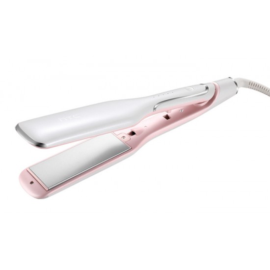 HTC ισιωτική μαλλιών JK-7053, με ρυθμιζόμενη θερμοκρασία, λευκή-ροζ