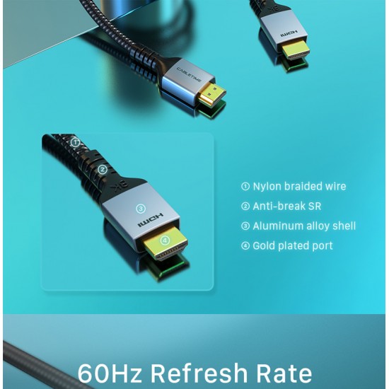 CABLETIME καλώδιο HDMI 2.1 HM8K, 28AWG, 8K/60HZ, 2m, μαύρο