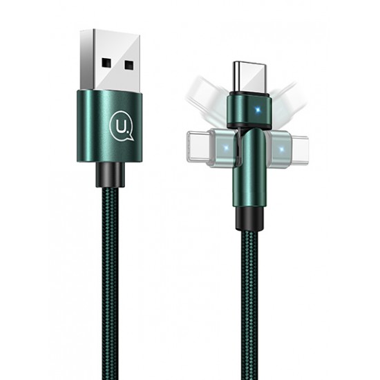 USAMS καλώδιο USB-C σε USB SJ477, περιστρεφόμενο βύσμα, 2A, 1m, πράσινο