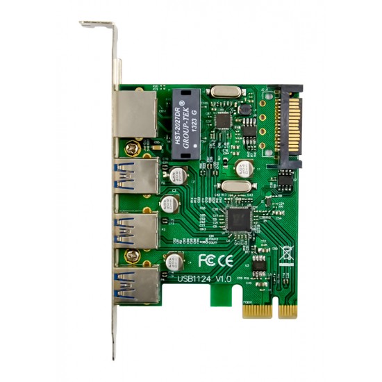 POWERTECH κάρτα επέκτασης PCIe σε USB 3.0 & GbE LAN ST642, VL805&RTL8153