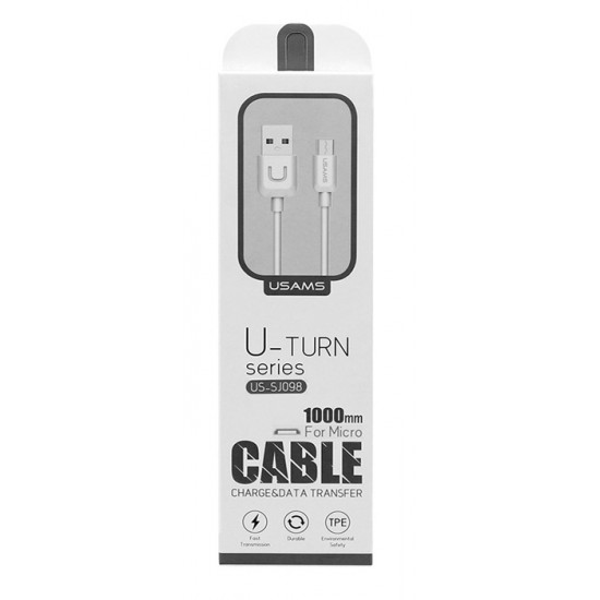 USAMS καλώδιο Micro USB σε USB US-SJ098, 2.1A, 1m, λευκό