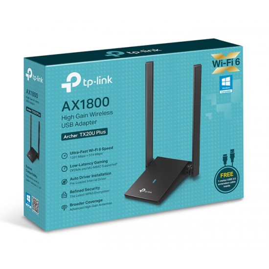 TP-LINK ασύρματος USB αντάπτορας Archer TX20U Plus, WiFi 6 1800Mbps, V.1