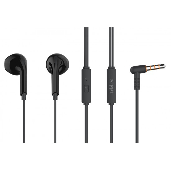 CELEBRAT earphones με μικρόφωνο G20, 3.5mm, 1.2m, μαύρα