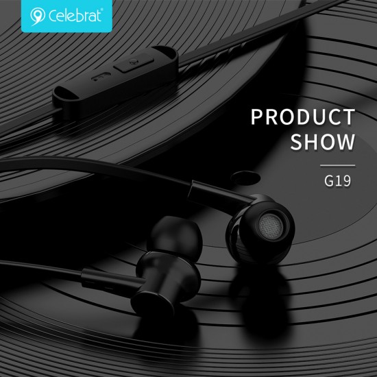 CELEBRAT earphones με μικρόφωνο G19, 3.5mm, 1.2m, μαύρα