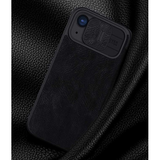 NILLKIN θήκη Qin Pro για iPhone 15 Plus, δερμάτινη, μαύρη