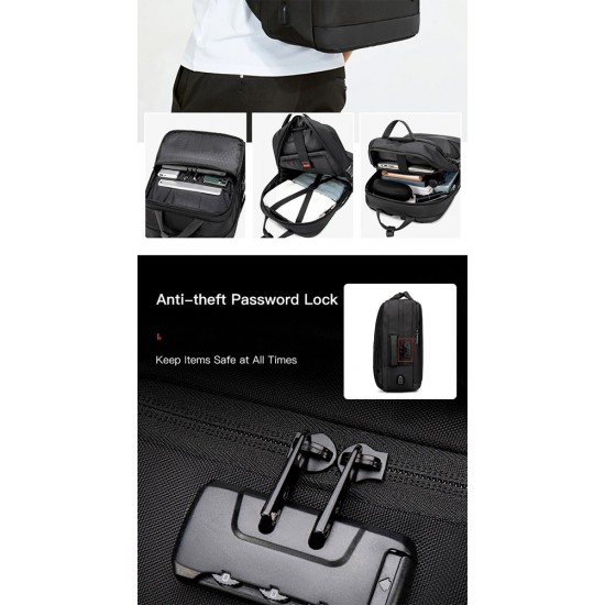 GOLDEN WOLF τσάντα πλάτης GB00397-BK με θήκη laptop 15.6