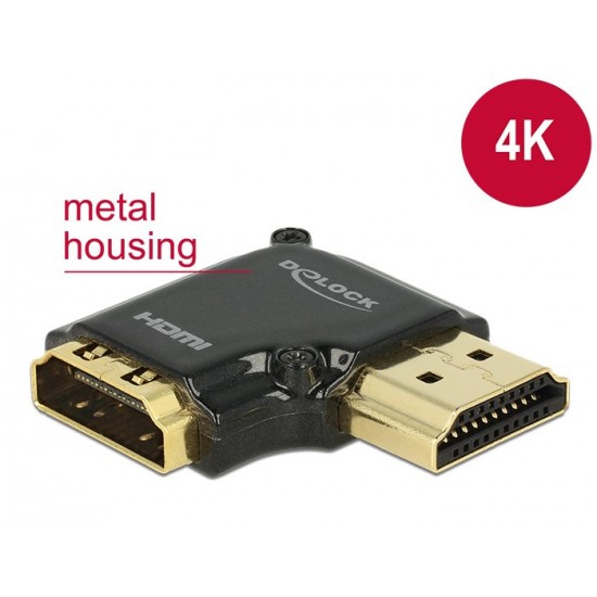 DELOCK HDMI Αντάπτορας HDMI-A female σε male, High Speed, 90°, right